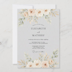 Convites Casamento com Flores Botânicas de Flor de Pessegue