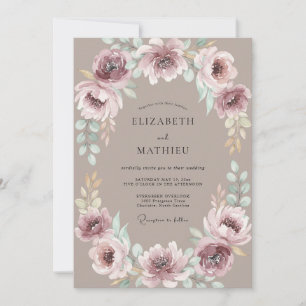 Convites Casamento com Flores Botânicas Malva