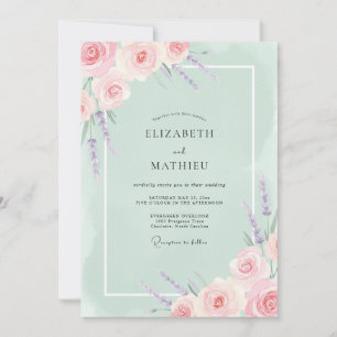 Convites Casamento com Flores Botânicas Rosa Pastel