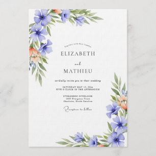 Convites Casamento com Flores de Aguarela Vinca