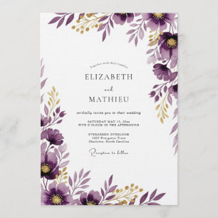 Convites Casamento com Flores de Ameixa Pintadas