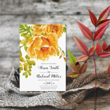 Casamento com flores de aquarela laranja