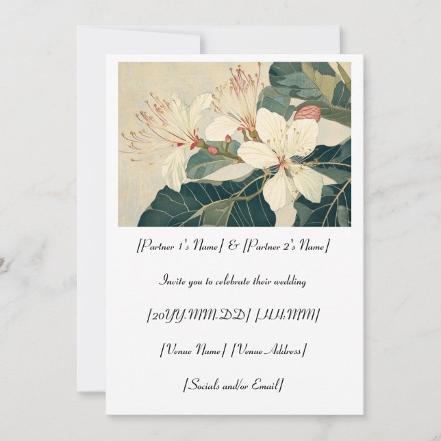 Convites Casamento com Flores de Basswood Americanas (Frente)