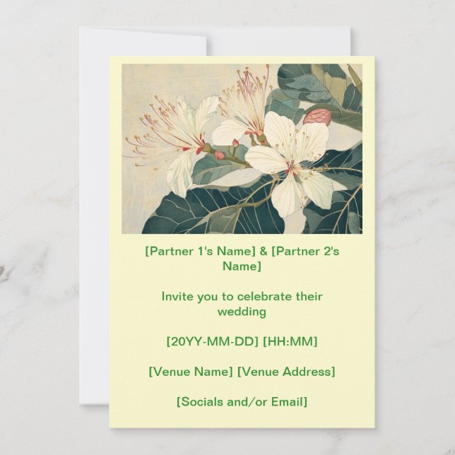 Convites Casamento com Flores de Basswood Americanas (Frente)