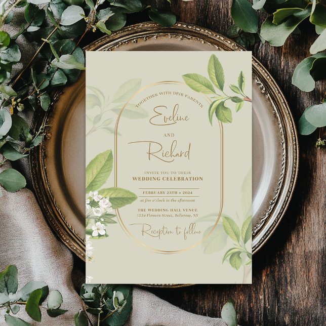 Convites Casamento com flores de cereja branca primavera de (Watercolor spring white cherry blossom wedding invitation)