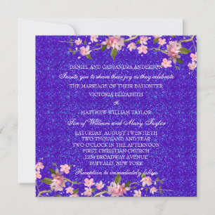 Convites Casamento com Flores de Cerejeira Japonesa Rosa