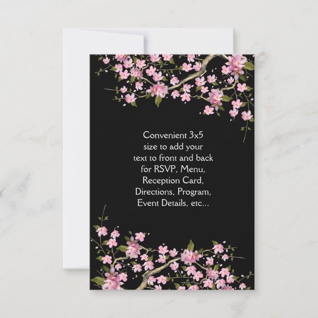 Convites Casamento com Flores de Cerejeira Japonesa Rosa (Frente)