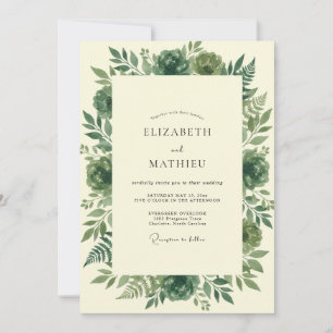 Convites Casamento com Flores de Folhagem de Oliveira