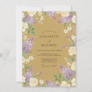 Convites Casamento com Flores de Lilás Exuberantes