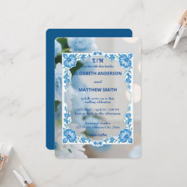 Convites Casamento com flores de monograma clássico de Eleg