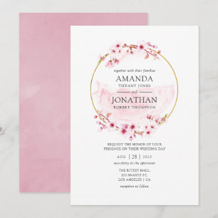Convites Casamento com flores de Primavera de cerejeira geo