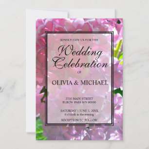 Convites Casamento com flores de vassoura-rosa elegante