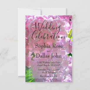 Convites Casamento com flores de vassoura-rosa elegante