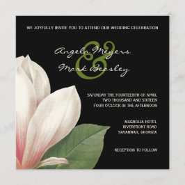 Convites Casamento com Flores do Sul da Magnolia | Preto El