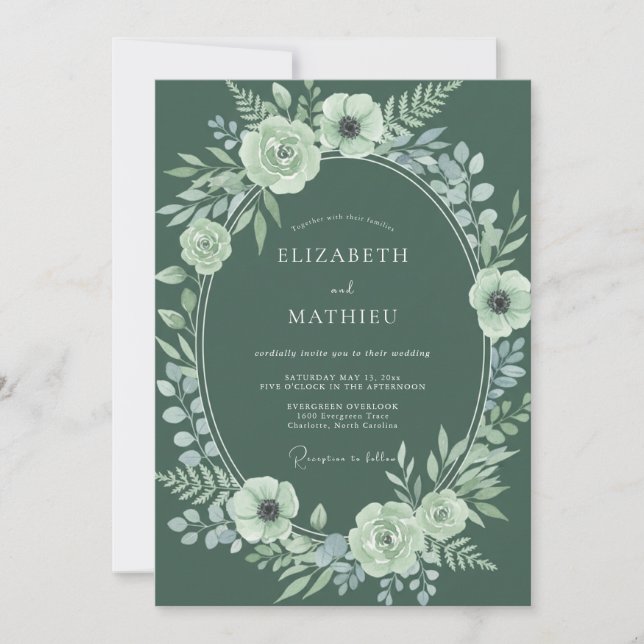 Convites Casamento com Flores Etéreas de Salvia (Frente)