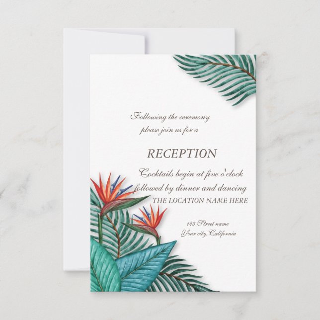 Convites Casamento com Flores Exóticas Tropicais (Frente)