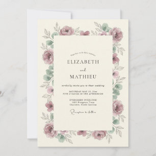 Convites Casamento com Flores Mauves em Abundância