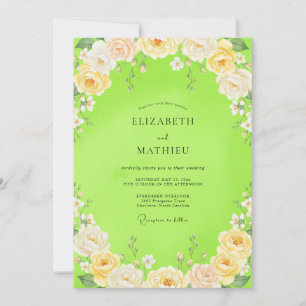 Convites Casamento com Flores Pintadas em Chartreuse