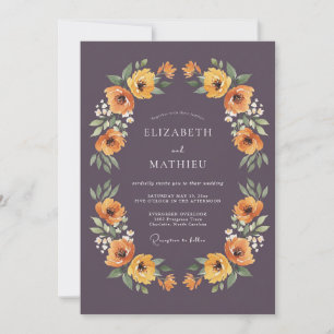 Convites Casamento com Flores Profundas de Ameixa