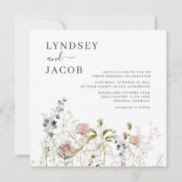 Convites Casamento com flores selvagens Elegant Watercolor