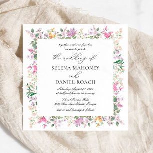 Convites Casamento com flores selvagens roxas de Lavanda el