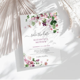 Convites Casamento com flores selvagens roxas Elegantes