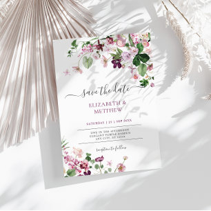 Convites Casamento com flores selvagens roxas Elegantes