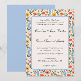 Convites Casamento com Flores Silvestres Coloridas e Vibran