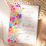 Convites Casamento com flores silvestres pintadas<br><div class="desc">Uma moderna e delicada mão pintada de flores silvestres de jardim em tons brilhantes,  rosa,  vermelho,  azul,  amarelo e verde,  com uma elegante letra de pincel para celebrar o seu casamento ao ar livre de verão em estilo. Adicione sua foto atrás!</div>