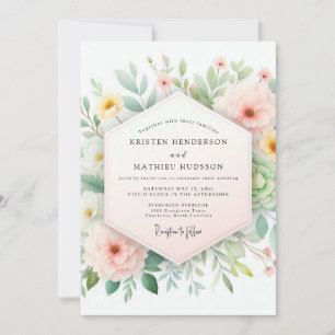 Convites Casamento com Flores Suaves Blush & Sage