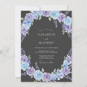 Convites Casamento com Florescer Pintado de Violeta Azul