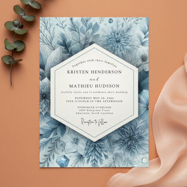 Convites Casamento com Florescimento Etéreo Azul Ardesia (Criador carregado)