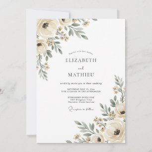 Convites Casamento com Florescimento Etéreo de Creme