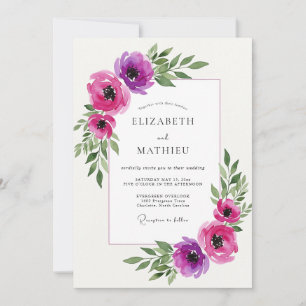 Convites Casamento com Florescimento Etéreo Magenta