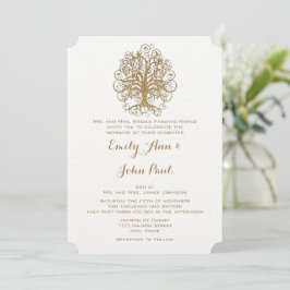 Convites Casamento com Floresta de Árvore Suja Dourada Eleg