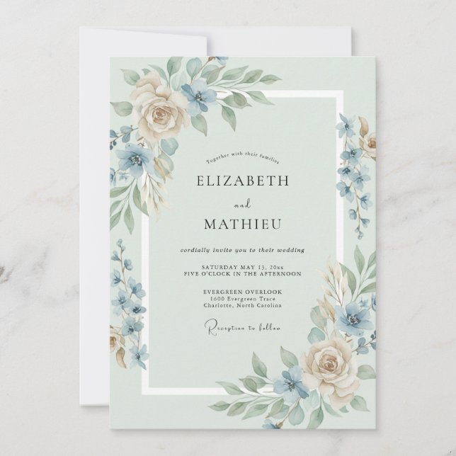 Convites Casamento com Folha de Aço Champanhe (Frente)