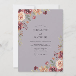Convites Casamento com Folha de Borgonha Malva