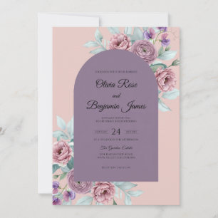 Convites Casamento com Folha de Damasco Malva