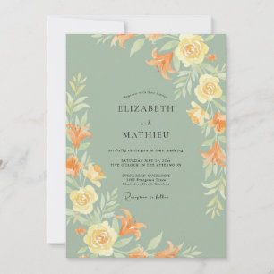 Convites Casamento com Folha de Musgo Ocre