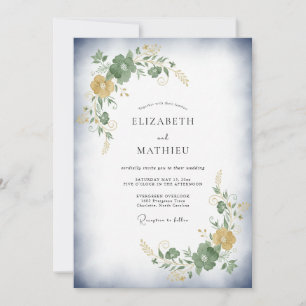Convites Casamento com Folha de Oliva Ocre