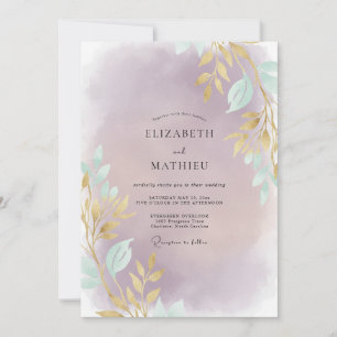 Convites Casamento com Folha de Ouro e Ametista