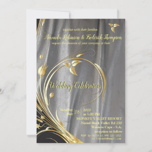 Convites Casamento com Folha de Prata e Dourada