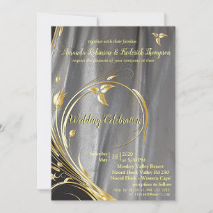 Convites Casamento com Folha de Prata e Dourada