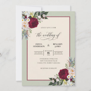 Convites Casamento com Folha de Salvia Carmesim