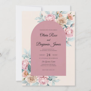Convites Casamento com Folha de Teal Malva