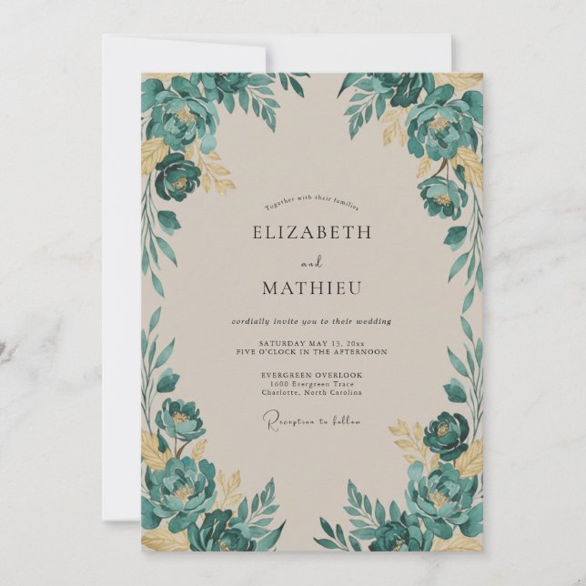 Convites Casamento com Folha Pintada a Ouro (Frente)