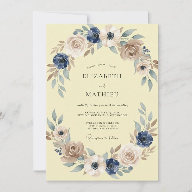 Convites Casamento com Folha Pintada com Tinta e Manteiga (Frente)