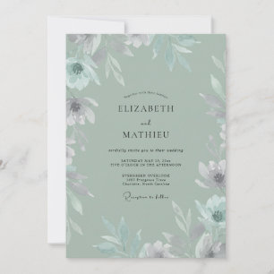 Convites Casamento com Folha Pintada de Celadon
