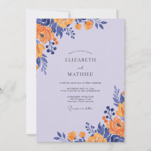 Convites Casamento com Folhagem de Âmbar Lavanda Eucalipto