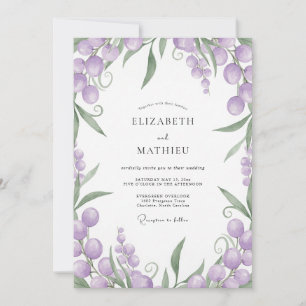 Convites Casamento com Folhagem de Amora Amethista